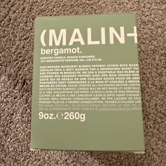 NEW IN BOX MALIN + GOETZ BERGAMOT CANDLE - Picture 1 of 5